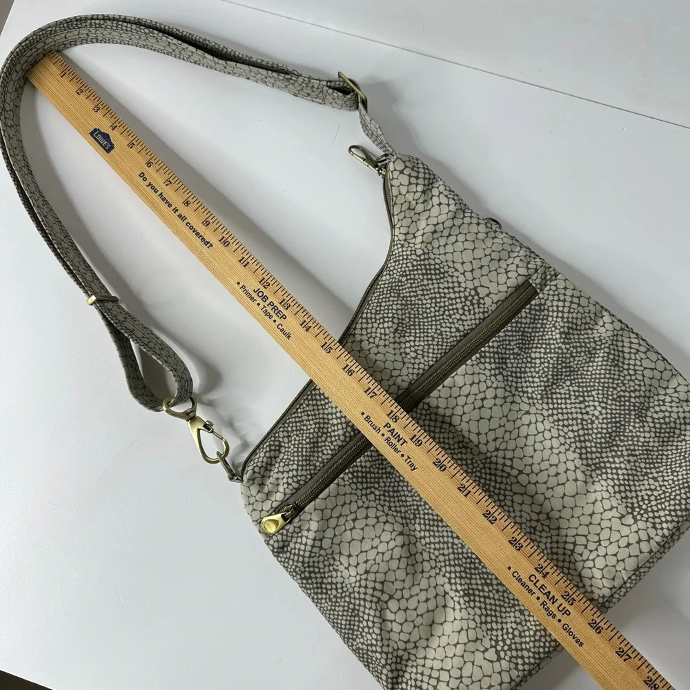 Travelon Snakeskin Print Crossbody Bag Anti-Theft RFID Shielded Gray Adjustable